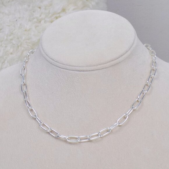 new! silver paperclip link chain chunky trendy layering - Picture 1 of 3